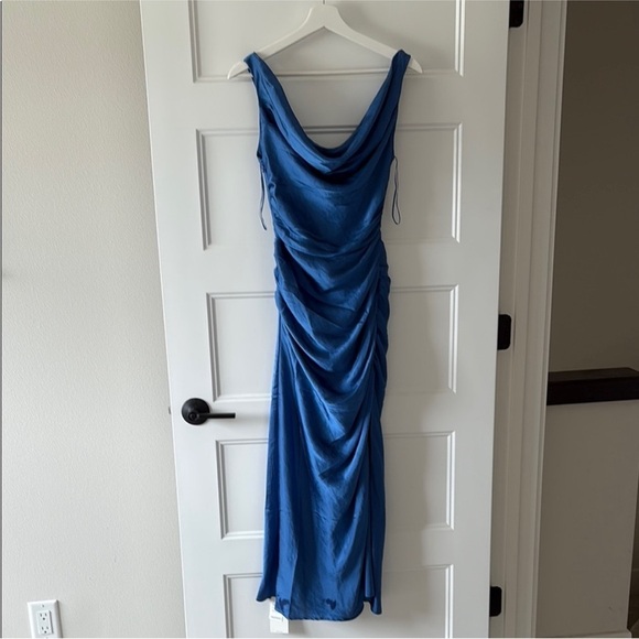 Abercrombie & Fitch Size XS Blue Cowl Neck Draped Mini Dress New With Tags. - Picture 5 of 15